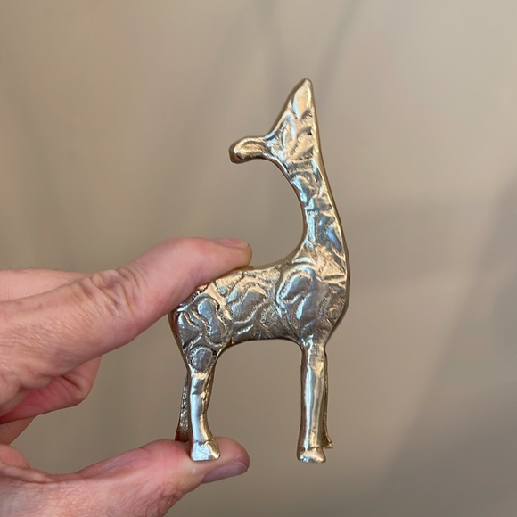 Vintage BRASS Baby Giraffe Sculpture Safari Decor Decorative Giraffe Figurine - Picture 12 of 16